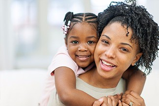 Girl with her mother